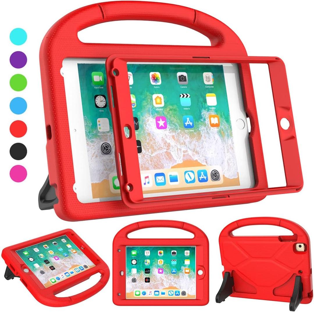 SUPLIK Kids Case for iPad Mini 4/5 (7.9"), Built-in Screen Protector Durable Shockproof Protective Cover with Handle Stand for 7.9 inch Apple iPad Mini 4th/5th Generation, Red