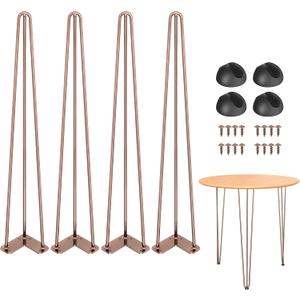 28" Hairpin Table Legs: Set of 4 Metal Furniture Legs with Floor Protectors for Nightstand Coffee Table Bench Desk Home DIY Projects Heavy Duty Support Hairpin Table Legs (Antique Copper)