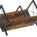 YINMIT Vinyl Record Holder, 80-100 LP Vinyl Record Storage Rack, Quick Assembly Vinyl Record Display, Retro Style Organizer for Magazine, Book, Files, Albums (Rustic Brown, 1 Tier)