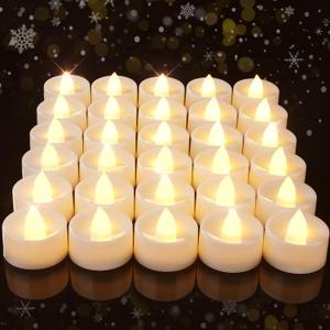 Amagic 30Pcs Flickering Flameless Tea Lights Battery Operated, 200+ Hours Long Lasting Electric Candle for Wedding Table Centerpiece, Home Decor, Gift, Holiday Decor (White)