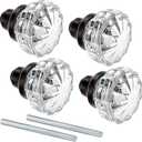 Amylove 2 Set Glass Door Knobs Mortise Style Fluted Crystal Antique Door Knobs with Spindle Antique Doorknobs for Home Interior (Bronze, Basic)