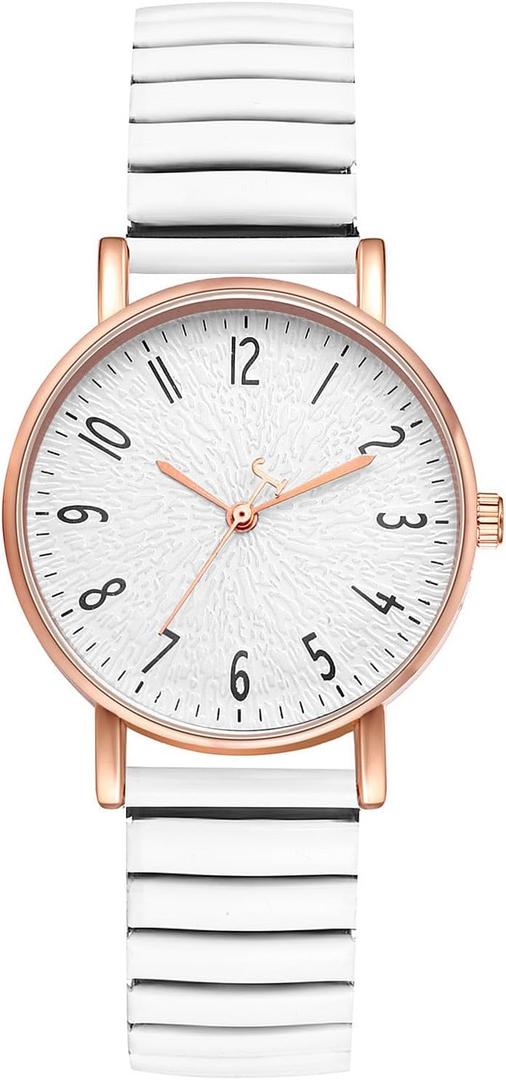 Avaner Women's Big Dial Watch Easy Reader Watch Elastic Stretch Band Wristwatch