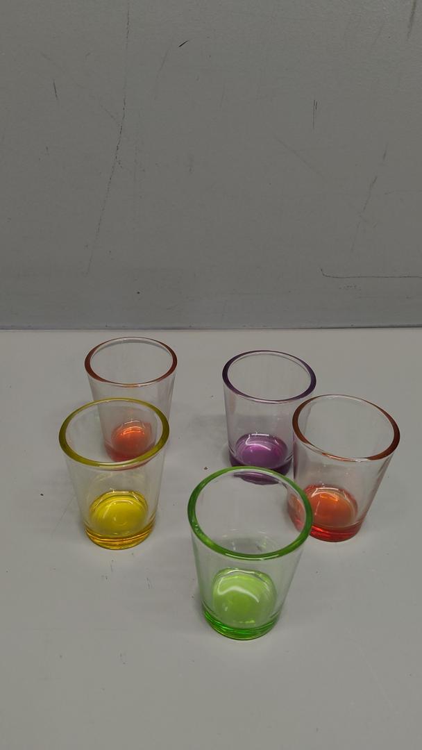 5Pack Heavy Base Shot Glasses Set, 1.6 oz Colorful Shot Bulk, Clear Shot Glass