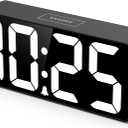 Welgo Senior Friendly Digital Alarm Clock, 7.5 Inches Large Display, Easy to Ues, Fully Range Brightness, Adjustable Volume, Convenient USB Charging Port for Bedside (Black/White Digit)