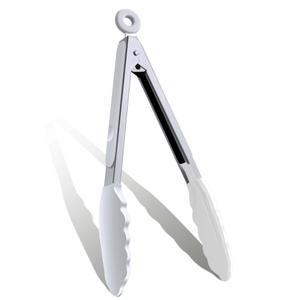 9 Inch Kitchen Tongs, Cooking Tongs with Silicone Tips and Stainless Steel Handle, Non Stick Heat Resistant Tongs for Cooking, Buffet, Salad Serving (9", White) 2pcs