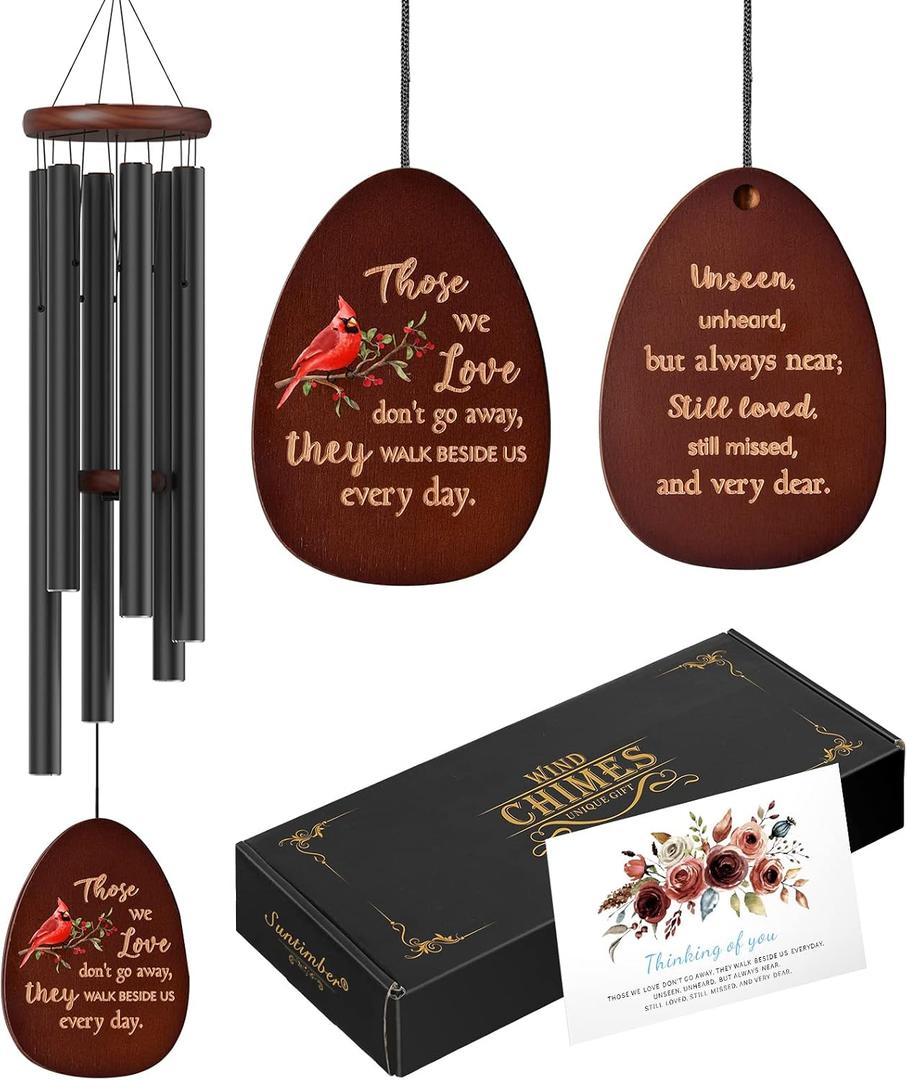 Cardinal Standing on Mistletoe Memorial Wind Chimes for Outside,Sympathy Wind Chimes for Loss of Loved One Mother Father,Cardinal Gifts & Sympathy Gift for Bereavement,Condolence,Funeral