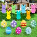 14pcs Easter Yard Signs Outdoor Decorations, Waterproof Bunny Eggs with Stakes Lawn Yard Decorations, Large Size Easter Rabbit Egg Home Patio Ornaments Party Supplies Spring Decor Prop
