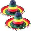 2 Pcs Giant Mexican Sombrero Straw Hat Cinco de Mayo Sombrero Fiesta Sombrero for Adult Mexican Party