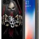 CARLOCA Compatible with iPhone 11 Pro Max Case,Skull with Guns iPhone 11 Pro Max Cases for Men Boys,Graphic Design Shockproof Anti-Scratch Drop Protection Case for iPhone 11 Pro Max