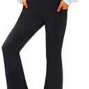 Women's Flare Yoga Pants with Pockets V Crossover High Waisted Bootcut Yoga Leggings-Flare Workout Gym Leggings (Large, Black)
