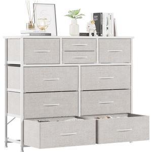 LUMTOK 10-Drawer Dresser, Fabric Dressers Drawers for Bedroom, Hallway, Nursery, Closets, Steel Frame, Wood Top, Easy Pull Handle (Light Grey) LUMTOK 10-Drawer Dresser, Fabric Dressers Drawers for Bedroom, Hallway, Nursery, Closets, Steel Frame, Wood Top, Easy Pull Handle (Light Grey)