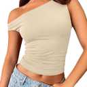 Trendy Queen Women's Off The Shoulder Tank Top, Sleeveless Stretchy Going Out Crop Top, Y2K Fashion T-Shirt for Summer XS