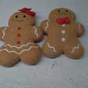 Christmas Decorations Indoor Throw Pillows: Cute Teddy Fleece Gingerbread Man Couple Christmas Pillows, Soft Stuffed Gingerbread Cushions Xmas Decor for Kids Home Sofa Bed Office Couch Living Room