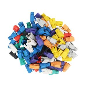 RJ-45 Strain Relief Boots RJ45 Boots Plastic Network Wire,100 PCS CAT6A, CAT7, CAT8 Plastic RJ45 Ethernet Network Cable Strain Relief Boots (Color Mixing)