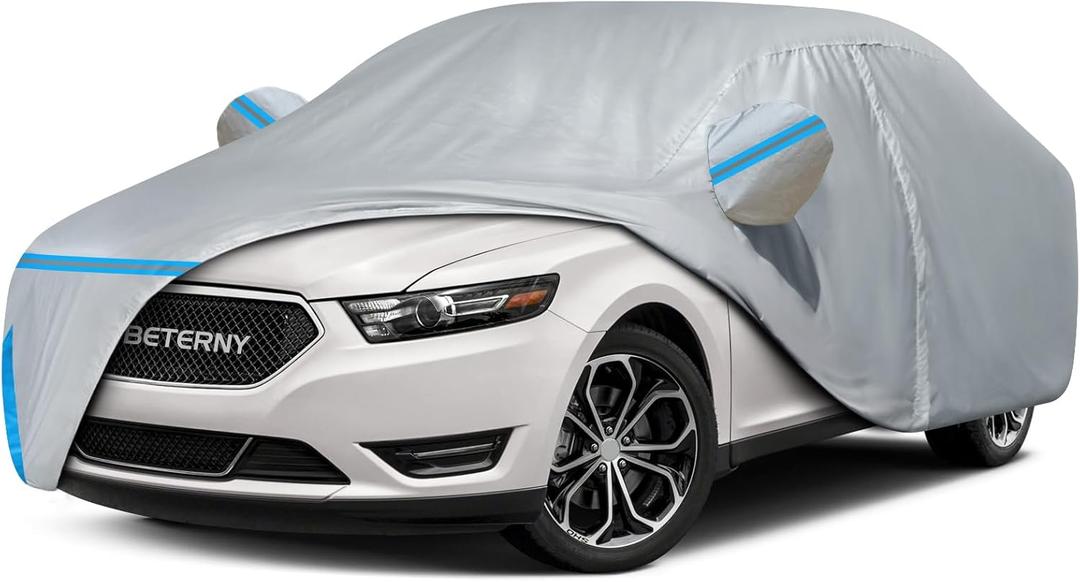 Car Cover for 1986-2026 Ford Taurus, Waterproof Custom-fit All Weather Sun Rain UV Dust Snow Wind Protection Outdoor Taurus Full Car Cover with Door Zipper and Cotton Lining-Gray