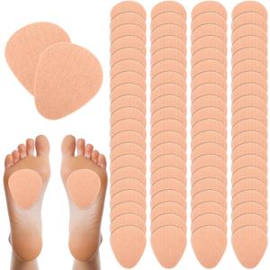 Ramede 120 Pieces Metatarsal Foot Pads Bulk, Felt Feel Ball of Foot Cushions for Women and Men,Dancer Metatarsal Pads for Pain Relief Forefoot Adhesive Cushion, 1/4 Inch Thick, Skin Color