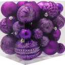 Purple Christmas Ball Ornaments Christmas Tree Decorations with Hang Rope-36pcs Shatterproof Christmas Ornaments Set with 6 Styles in 3 Sizes(Small Medium Large)