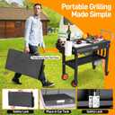 Portable Blackstone Griddle Stand, Folding Grill Table with Wheels for 17/22 Inch Blackstone Griddles, Ninja Grills, Pizza Oven, 31''x17''Grill Cart with Magnetic Tool Holder for Tailgating, Camping