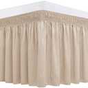 Biscaynebay Wrap Around Bed Skirts for King & Cal King Beds 19" Long Drop, Sand Adjustable Elastic Dust Ruffles Easy Fit Wrinkle Resistant Silky Luxurious Fabric Machine Washable