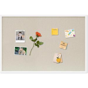 DAHAPYBOO Cork Board with Linen White,Bulletin Board 36"x24" Hanging Corkboards for Office Home School Message Board or Vision Board Decoration.