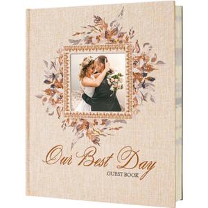 Vienrose Wedding Guest Book Polaroid Guest Book Photo GuestBook Sign in book Personalized Linen Cover 120 Pages Hardcover with Lined, Alternative Baby Shower, Party, Birthday (10" x 8" Bohemian)