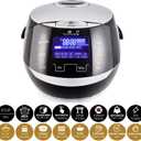Yum Asia Sakura Rice Cooker with Ceramic Bowl and Advanced Fuzzy Logic (8 Cup, 1.5 Litre) 6 Rice Cook Functions, 6 Multicook Functions, Motouch LED Display, 120V Power (Black and Silver)
