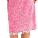 Yousify Womens Sequin Midi Skirts Y2K Elastic High Waisted Lace Trim Sparkly Stretchy Night Out Club Concerts Party Skirt, Size L (Pink)