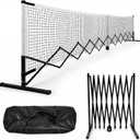 Retractable Dinkball Net with Wheel 22ft Regularion Size Tournament-Grade Portable Dinkball Net Indoor Outdoor with Heavy Duty Metal Frame Carry Bag for Driveway Backyards Garage, Free Assembly, 22 ft x 36"