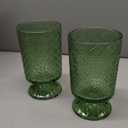 6 Pcs (H:7" W:4") Embossed Flower Vase Fall Pedestal Glass Vase Big Base Thickened Crystal Vintage Vases for Autumn Wedding Home Decor Table Centerpiece House Warming Gifts(Green)