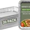 INFINITY EL Disposable Aluminum Foil Pans 20 Pack | Mini Shallow 8.5"x 6"x1.5" Broiler Pans, Heavy Duty Foil Pan | Aluminum Baking Pans for Roasting Turkey, Lasagna, Thanksgiving, Christmas, Party