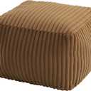 MeMoreCool Square Stuffed Pouf Ottoman Foot Rest, Stripe Furry Floor Pouf Foot Stool with Foam Chunk Filling, Soft Fluffy Stuffed Ottoman Footrest for Living Room, Faux Fur Coffee