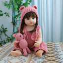 Lifelike Reborn Baby Dolls 22 Inch Reborn Baby Dolls Silicone Full Body Girl Crochet Knit Bear Doll with Matching Hat and Outfit, Pink, 55cm Reborn Toddler Dolls Boys Girls Toys & Gifts