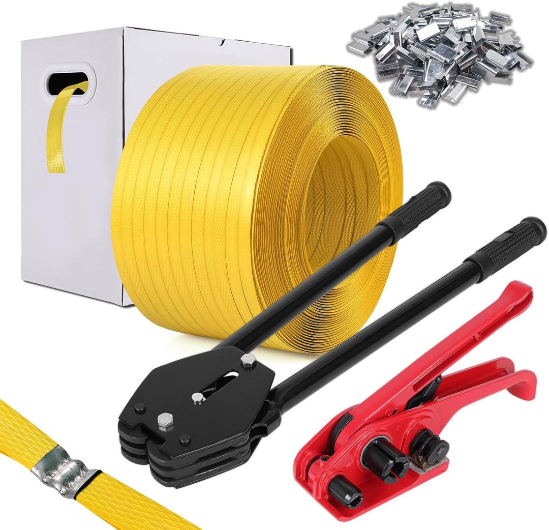 Banding Strapping Kit, Poly Strapping Kit, Packaging Banding Tool with 1/2" Width, 2600' Length Polypropylene Strapping Coil Roll and Dispenser Box Certified 300 lbs Break