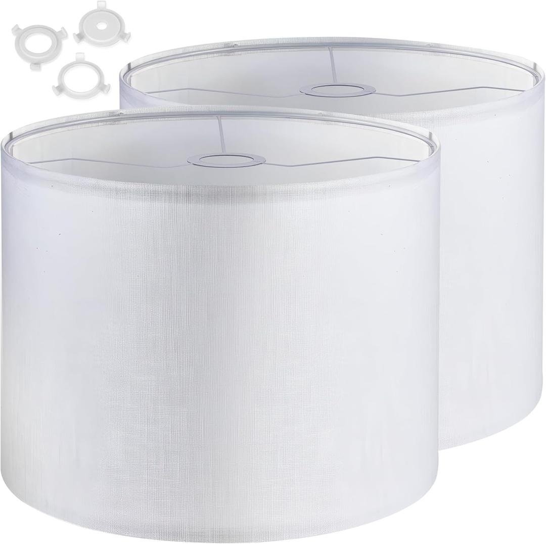 Lamp Shades Set of 2  8.7" Top x 8.7" Bottom x 7.9" Height, Small White Lampshades Fits E26, E14 & 11mm Adapters  Easy Assembly (Ships Rolled Flat) (White - Pack of 2, Small)