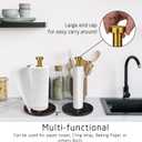 Paper Towel Holder Countertop with 7" Weighted Black Marble Base - Modern Free Standing Paper Roll Holder, Brushed Gold Stainless Steel Stand Paper Towel Holder for Kitchen and Bathroom