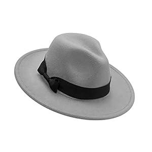 Kids Classic Wide Brim Fedora Hat Children Boys and Girls Felt Hat with Bowknot