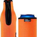 Beer Bottle Sleeve Insulators 12oz 330ml Standard Beer Bottle Cooler Covers Zip-up Bottle Jacket 12OZ Standard Can Sleeves Coolie Neoprene Insulator (Orange)