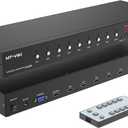 MT-VIKI Rack Mount HDMI Switch, 8 Ports HDMI Switch 8 in 1 Out 4K@60Hz (4:4:4) HDCP2.2 + Rackmount-Ears+RS232 +Auto Swtich, Auto Scan (8x1)