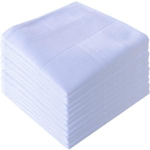 CoCoUSM Mens White 100% Cotton handkerchiefs Pack (12 PCS)