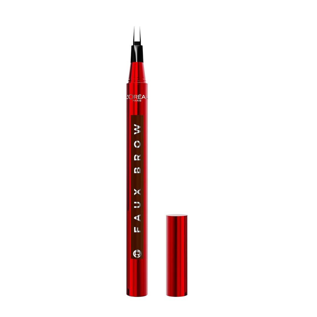 L'Oreal Paris Faux Brow, Hair-Like, Filling Eyebrow Pen with Double-Brush Tip, Fast & Precise Eyebrow Makeup, Brunette, 0.03 Fl Oz, Light Brunette