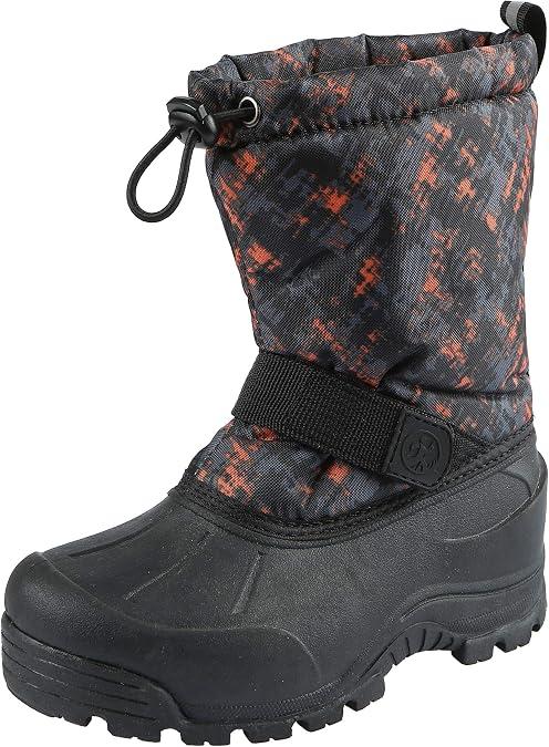 Northside Kids Frosty XT Snow Boot Waterproof Insulated - Seam Sealed Warm Liner Reflective Pull Traction Sole - Lightweight Stylish Winter Footwear, Dark Gray/Red, 1