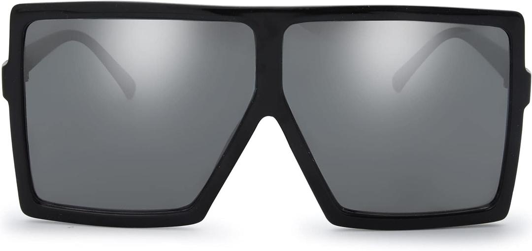 The Fresh Large Oversized Fashion Square Flat Top Sunglasses - Exquisite Packaging (Black)