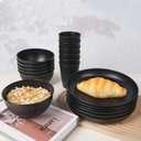 18pcs Wheat Straw Dinnerware Sets HXYPN Unbreakable Reusable Dinnerware Set Kitchen Cups Plates and Bowls Sets Dish Set Dishwasher and Microwave Safe Black