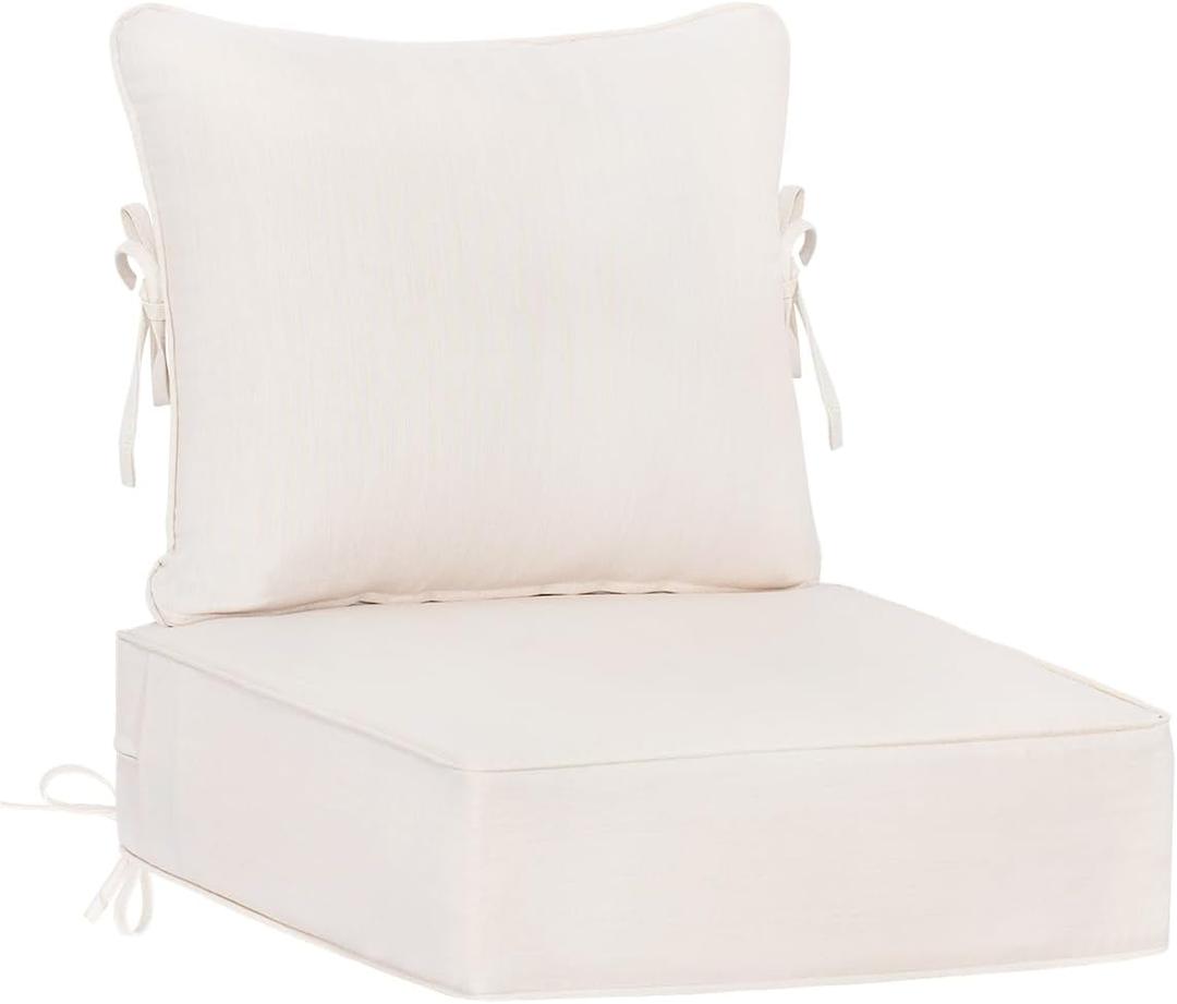 Sunbrella Deep Seat Cushion and Pillow with Straps 23 x 26 x 4 Cast Pumice, 1 Pack - 23 X 26 X 4