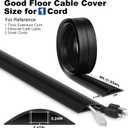 4FT Cord Cover Floor, Black Cord Hider Floor, Extension Cable Cover Power Cord Protector Floor, Cable Management Hide Cords on Floor- Soft PVC Wire Covers - Cord Cavity: 0.47" (W) x 0.24" (H)