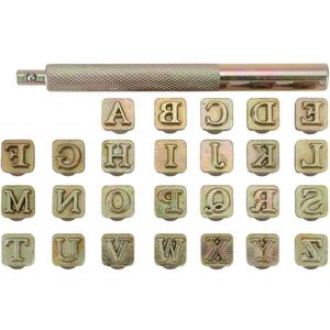Yoption 27 Pieces Leathercarft Stamping Tool Set, 26 Letters Alphabet Stamps Steel Punch Tool 6mm+1 Stamping Handle for Leather Craft