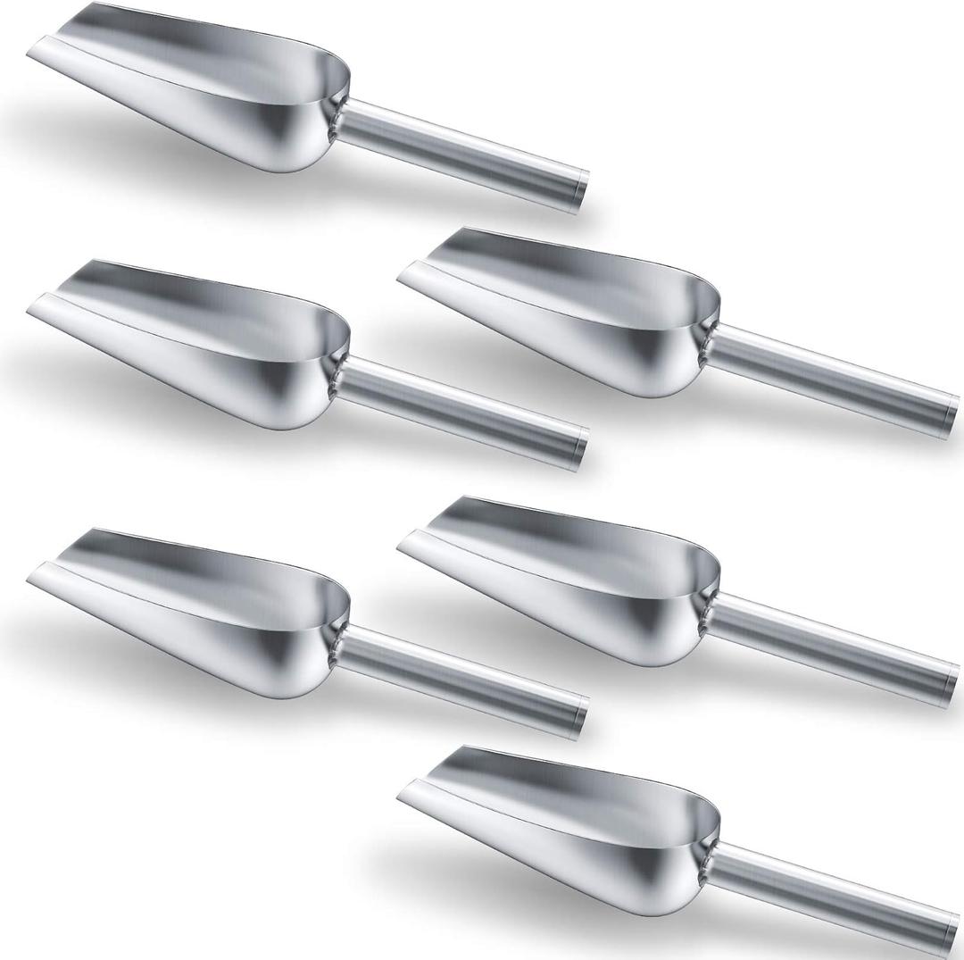 Mudder 6 Pack 6 Ounce Small Stainless Steel Ice Scoop Metal Mini Candy Little Sugar Cream Scoop for Home Kitchen Food Jars Coffee Beans Bar Buffet