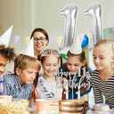 11th Birthday Decorations for Girls Silver with 11th Birthday Sash and Tiara, Cake Topper and Candles, Silver Number Balloons, Gifts for 11 Year Old Girls