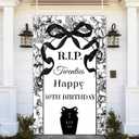 MEHOFOND 3.6x6ft Black Bow Rip to My 20s Happy Birthday Backdrop Coquette Party Decor for RIP 20s Sign, 30th Birthday Party Photo Studio Booth Props