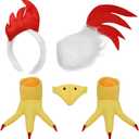 Zoo Animals Costume Accessories Set Animal Ears Headband for Adult with Tail Bow Tie for Adults Halloween Dress Up Party